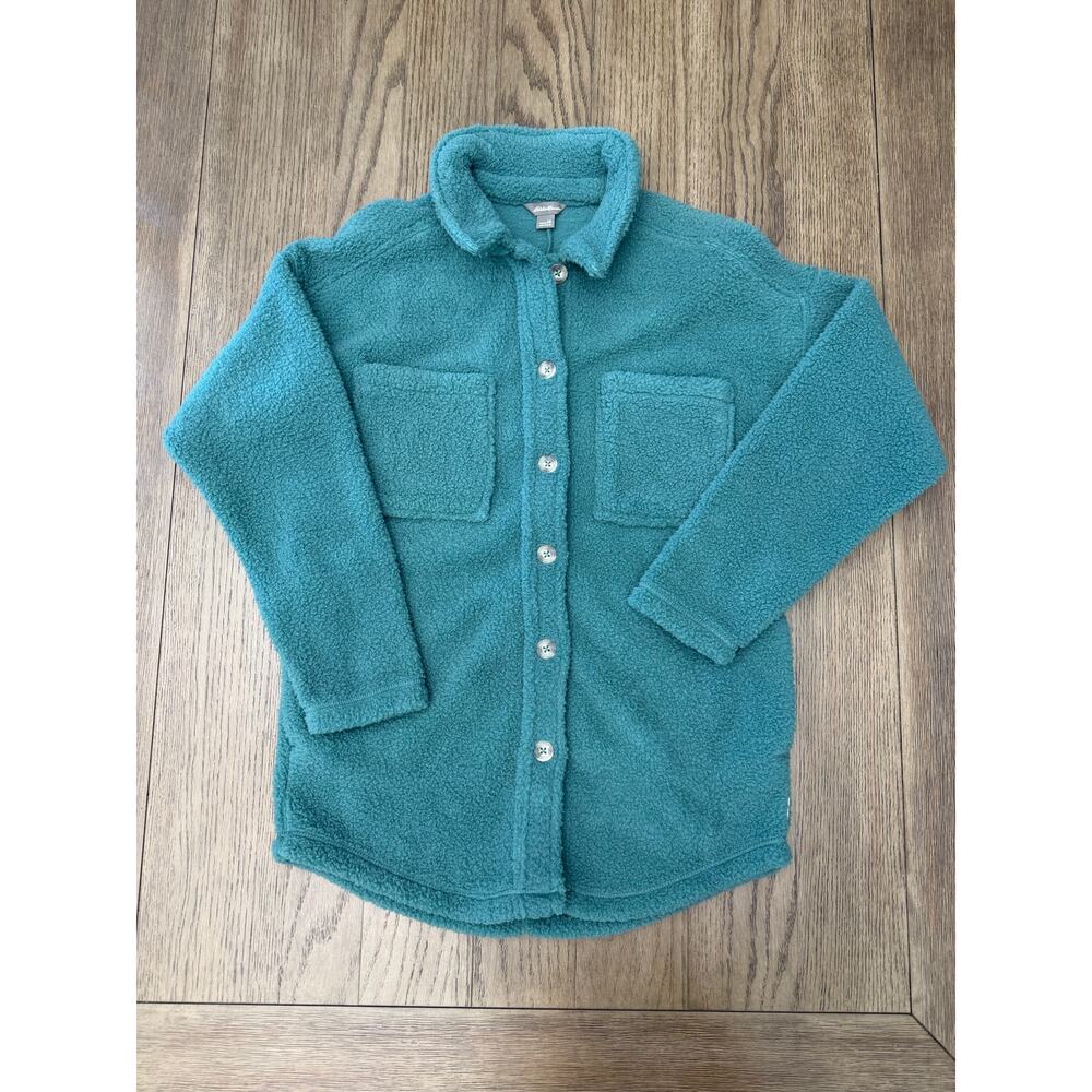 Eddie Bauer Fleece Shirt Jacket Shacket Dark Green XS NWT